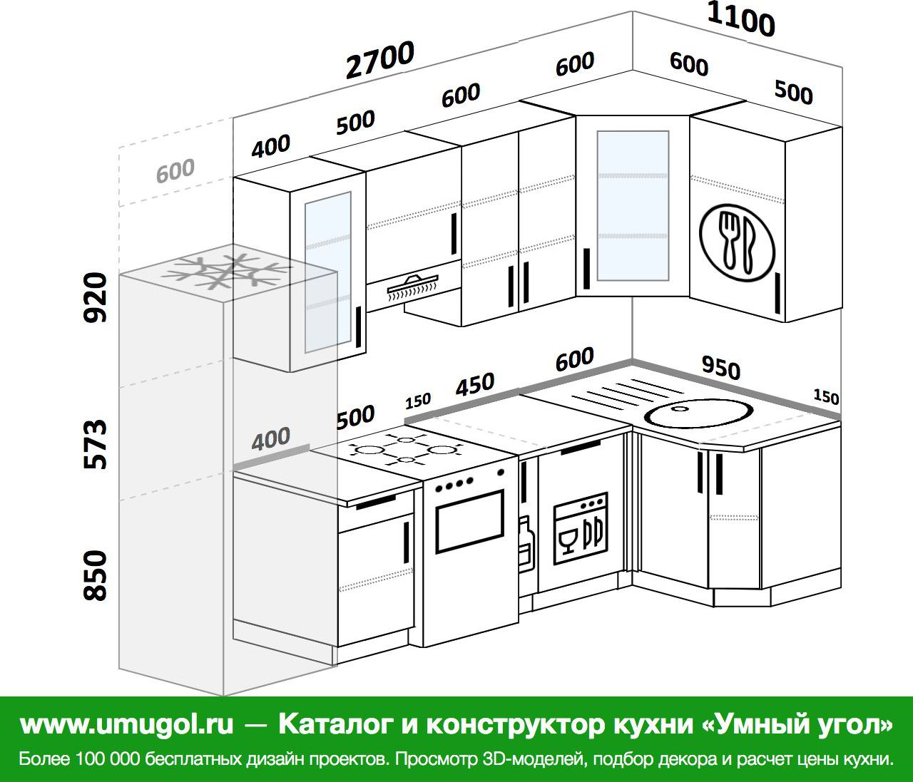 Планировка угловой кухни