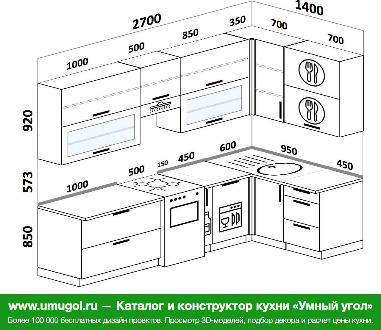 Проект угловой кухни с размерами