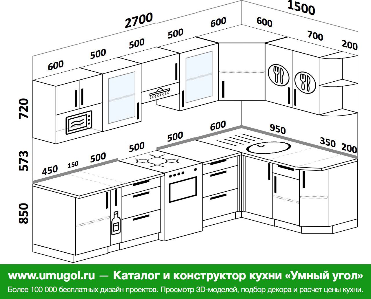 Планировка угловой кухни 3 на 2