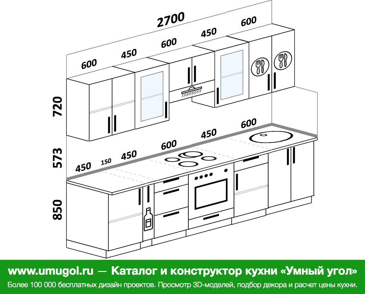 Планировка прямой кухни