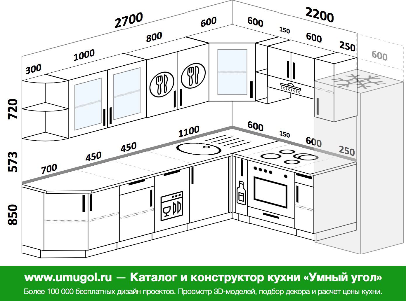 Проектировщик угловой кухни