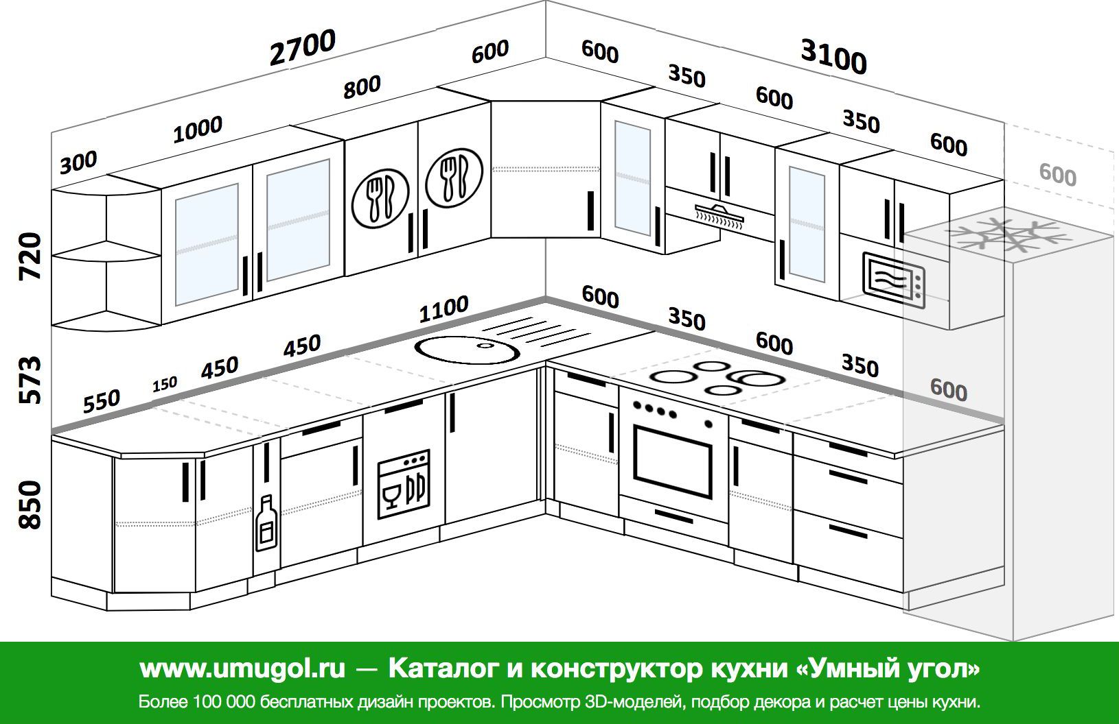 угловая кухня планировка шкафов