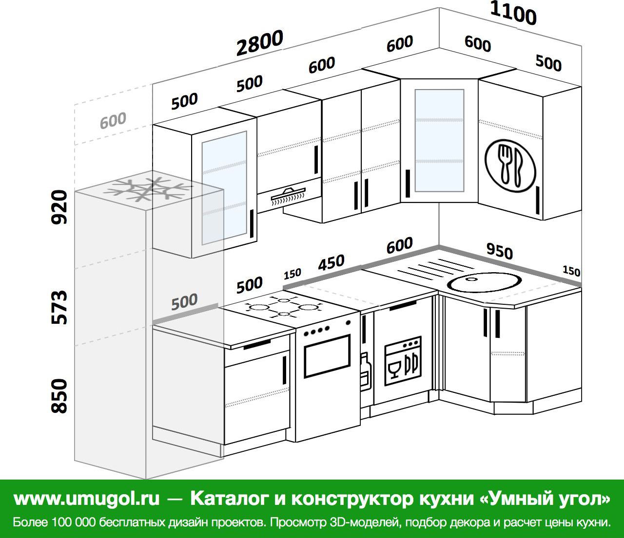 Планировка угловой кухни 3.5 на 1.5