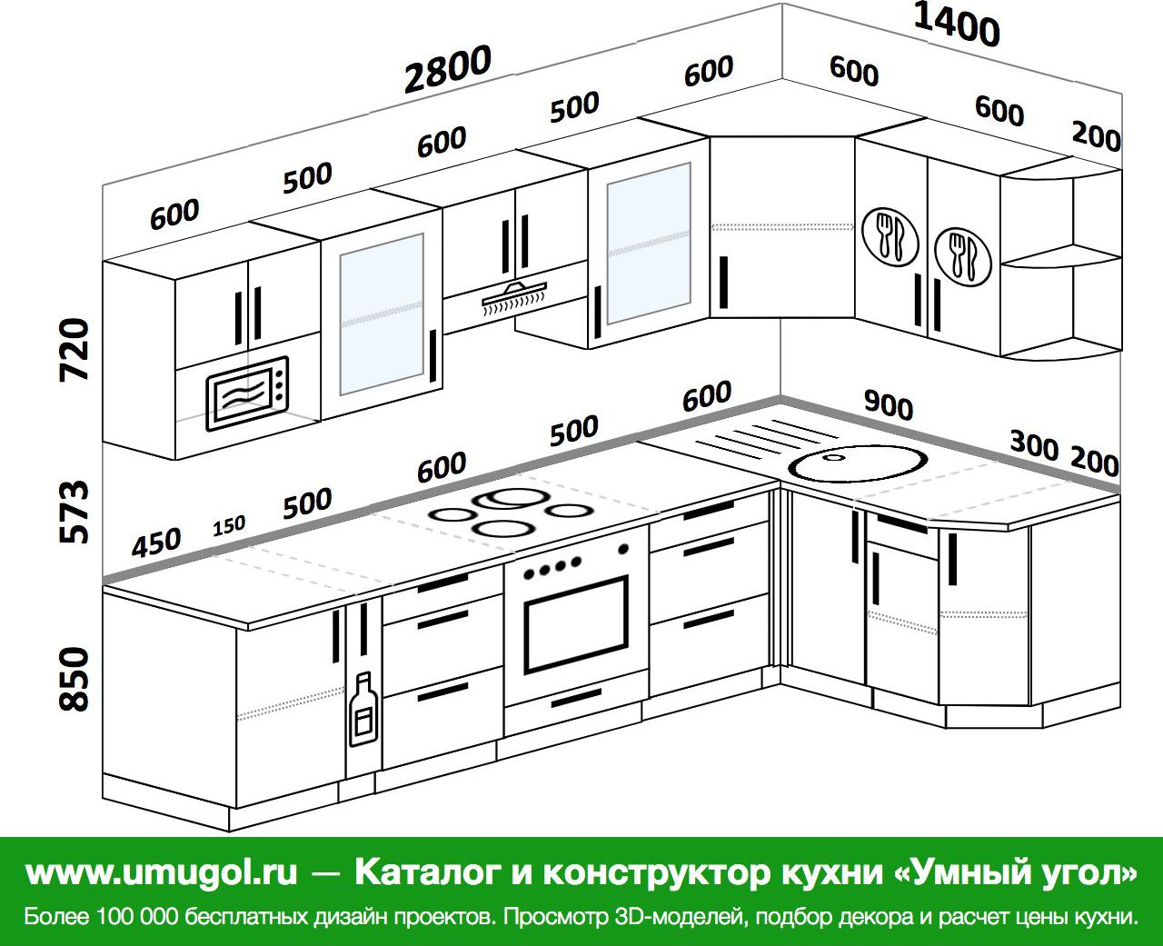 Планировка угловой кухни 3 на 2