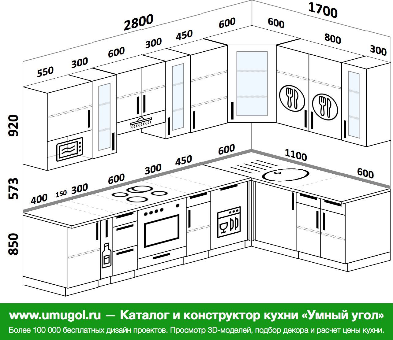 угловая кухня 2 на 3 метра дизайн