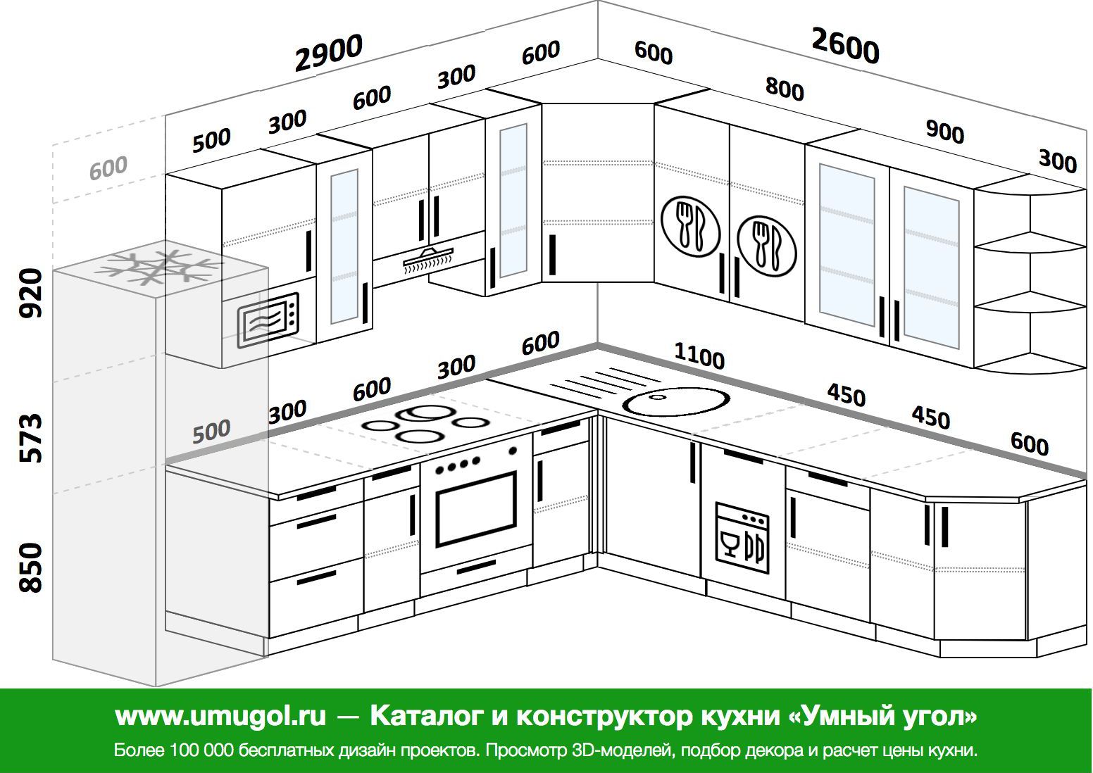 Дизайн Кухни Размеры Шкафов