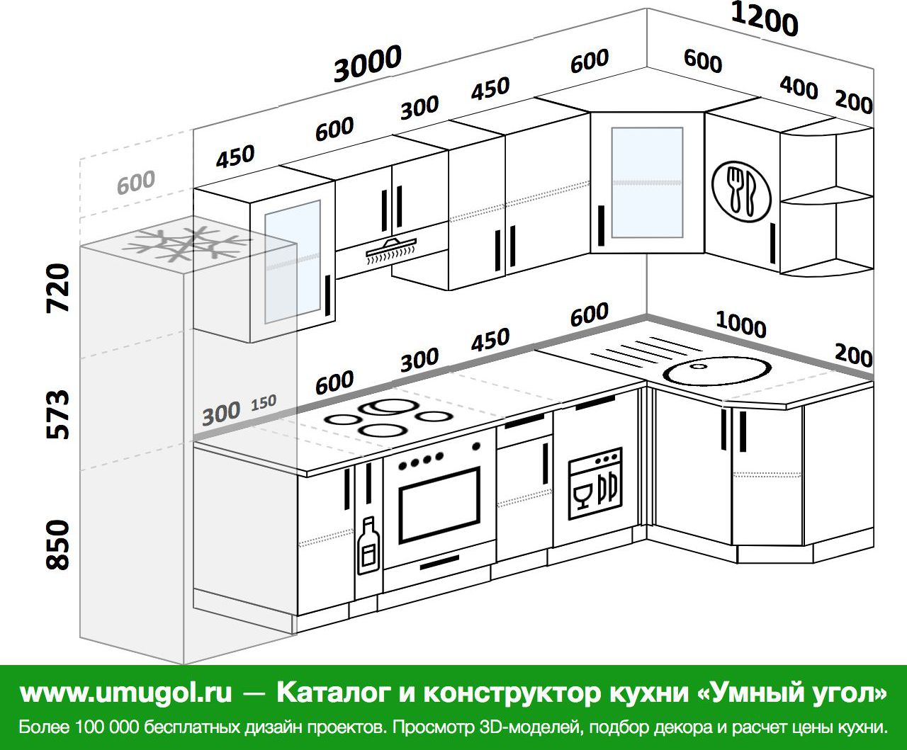 Планировка гарнитура 3100 на 2300