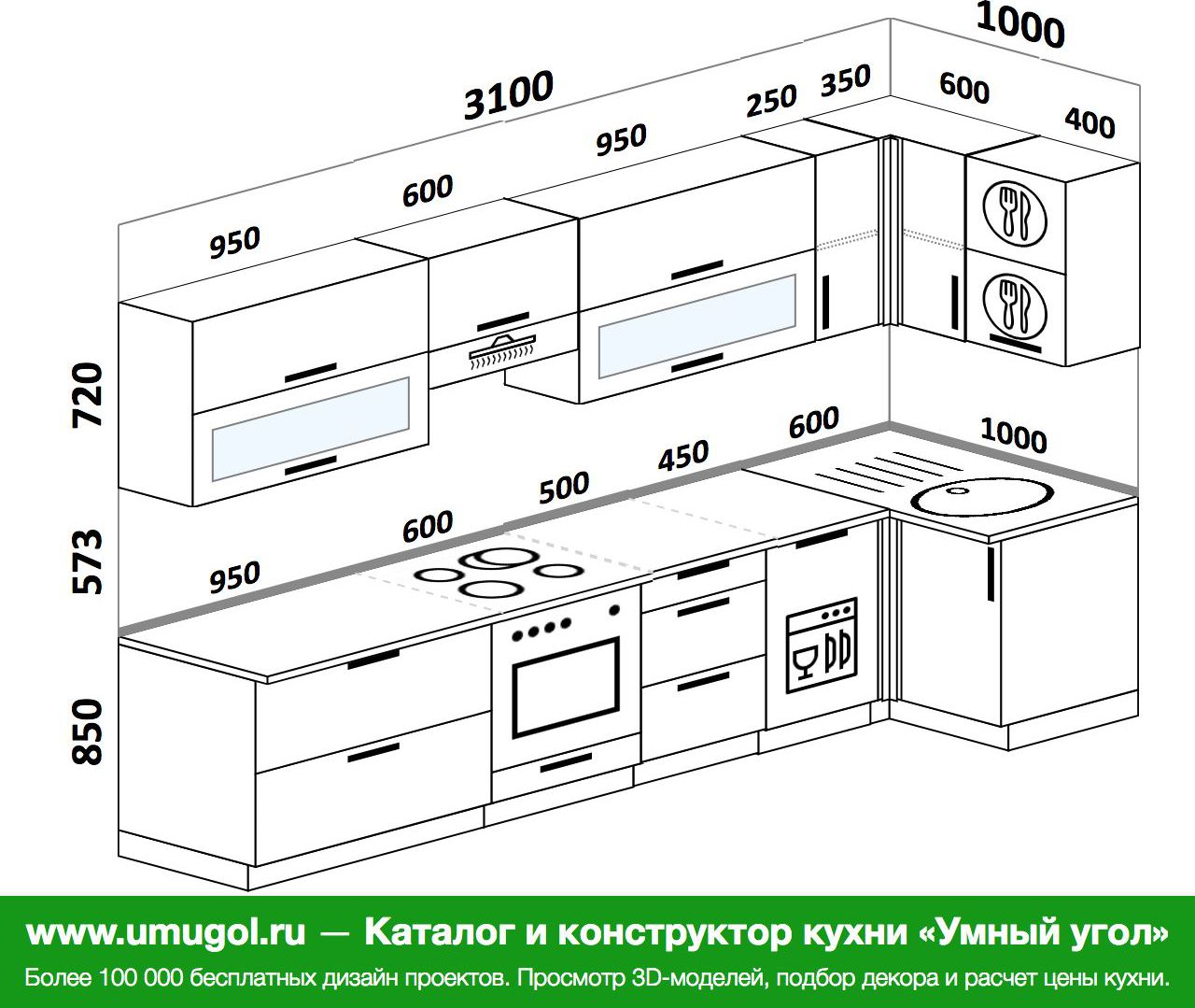 высота кухонного пенала с духовым шкафом