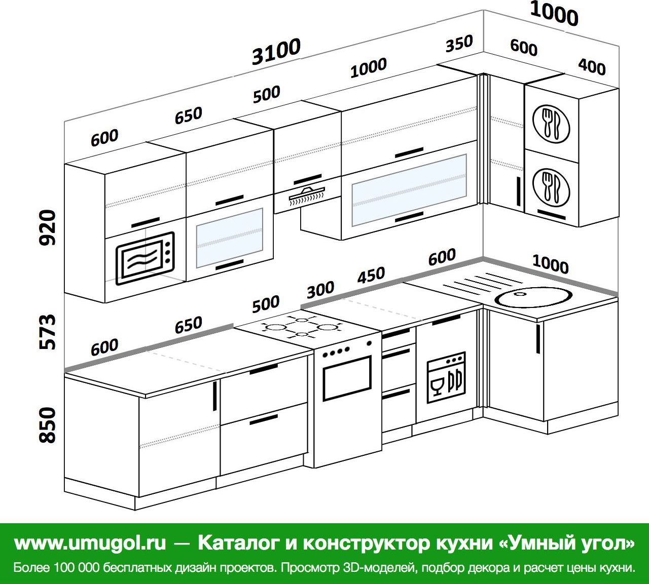 Планировка углового кухонного гарнитура