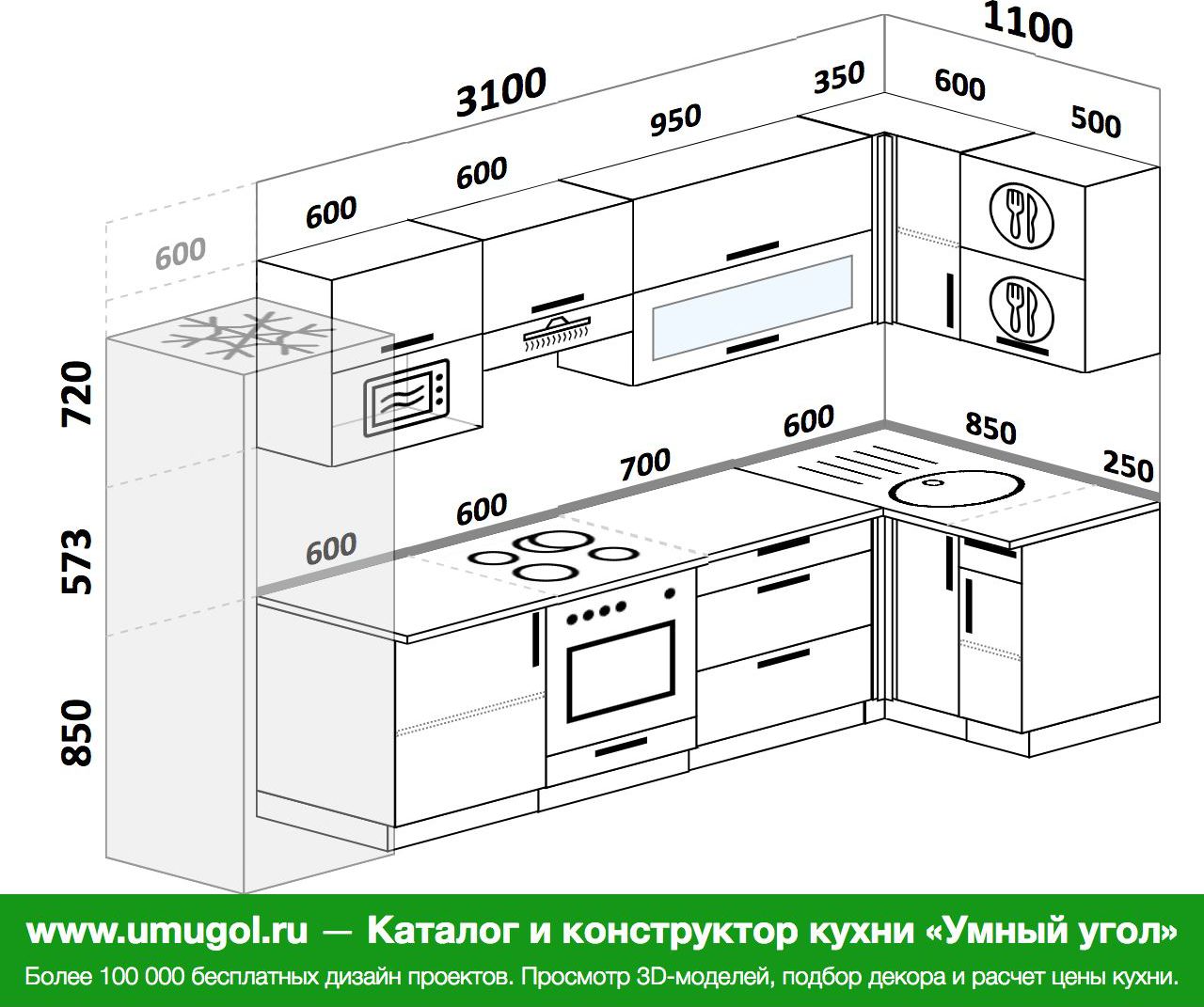 Планировка угловой кухни с посудомоечной машиной