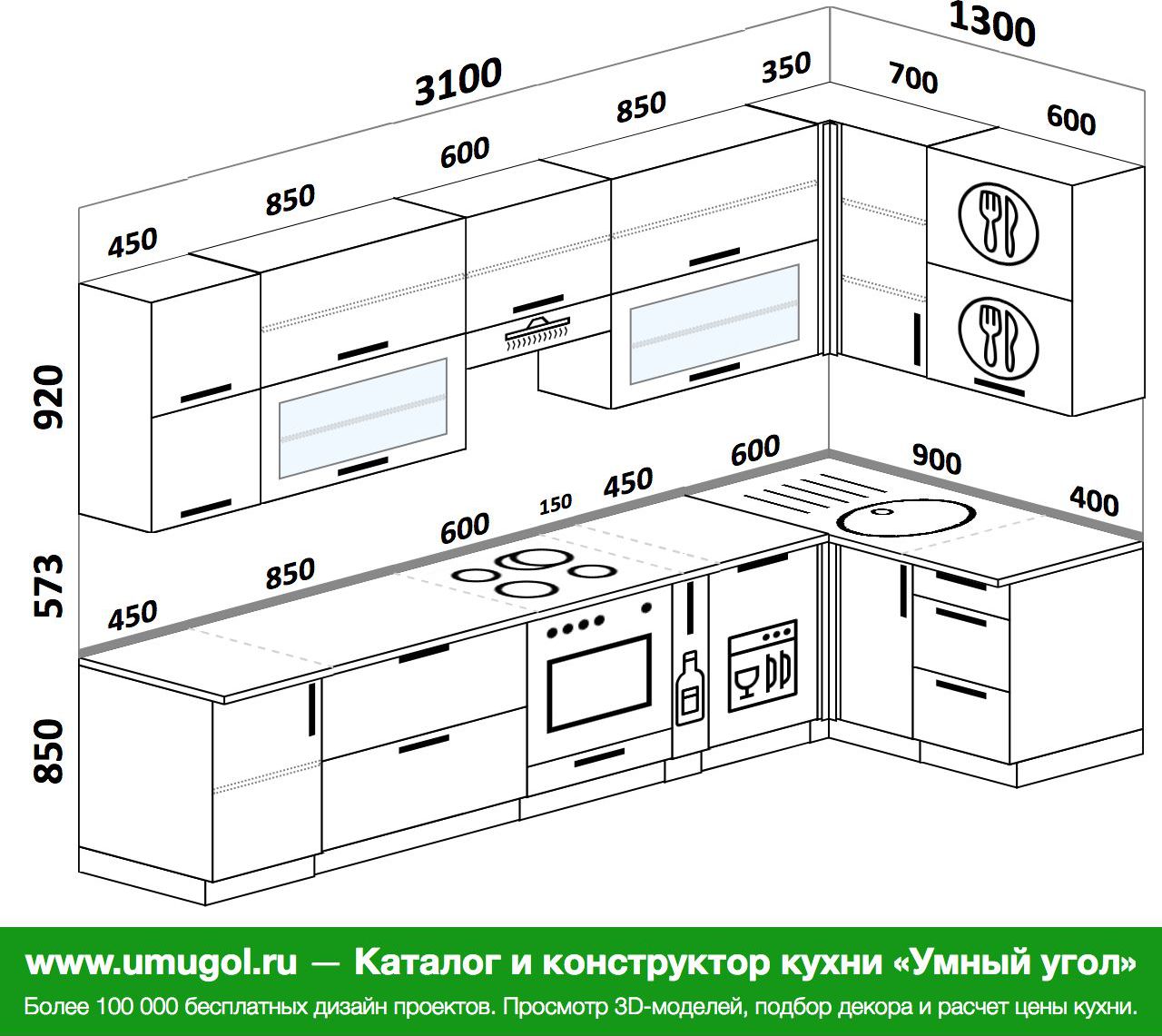 размер угловой кухни 180 на 180