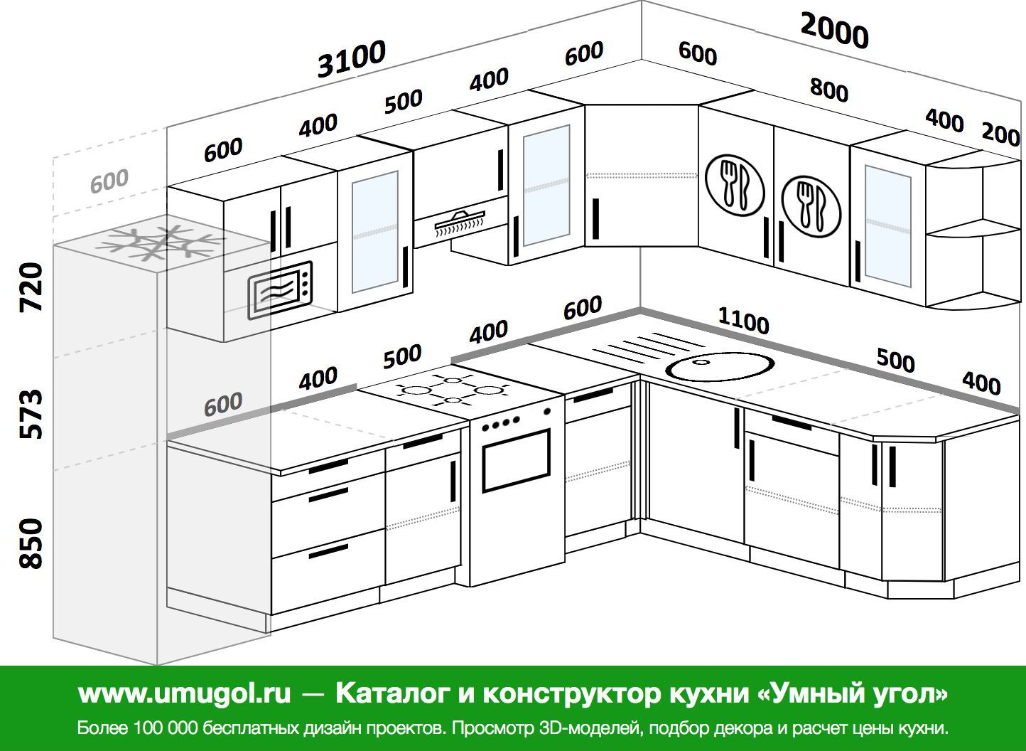 Интерьер кухни схема