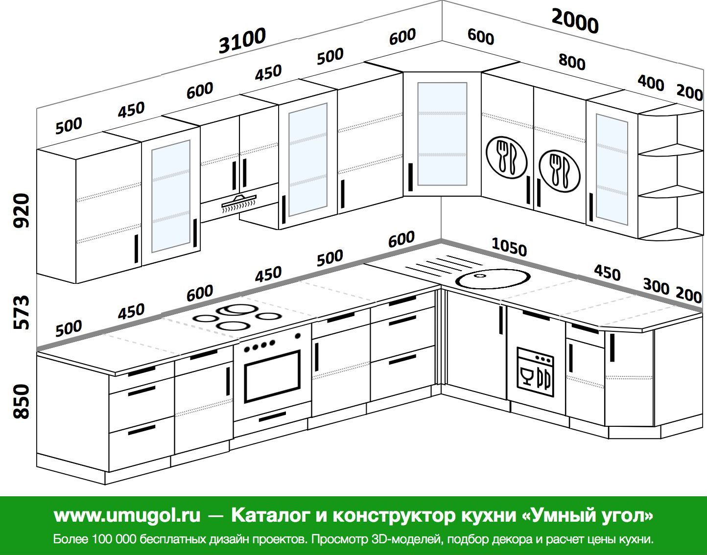 Стандартная высота верхних кухонных шкафов Селена 205