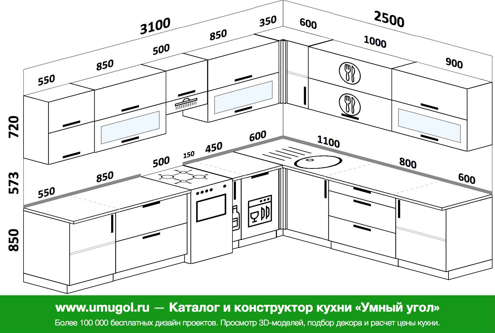 высота подвешивания кухонных шкафов