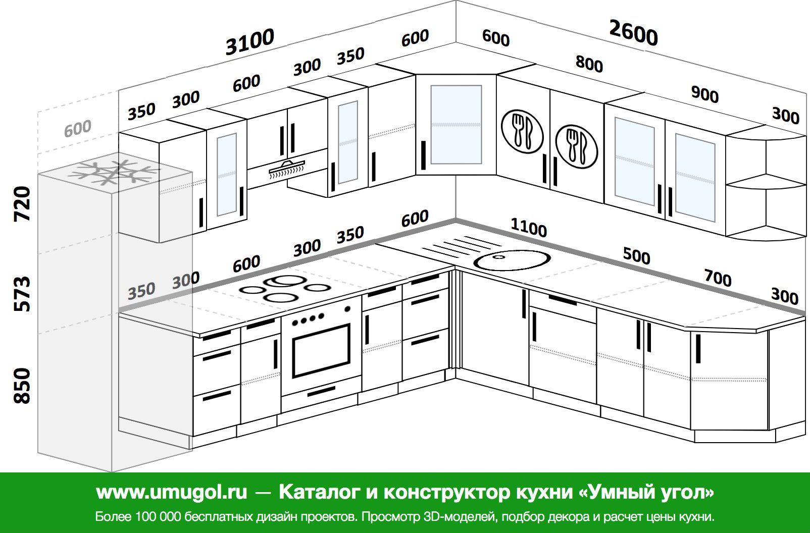 Проект кухни с размерами