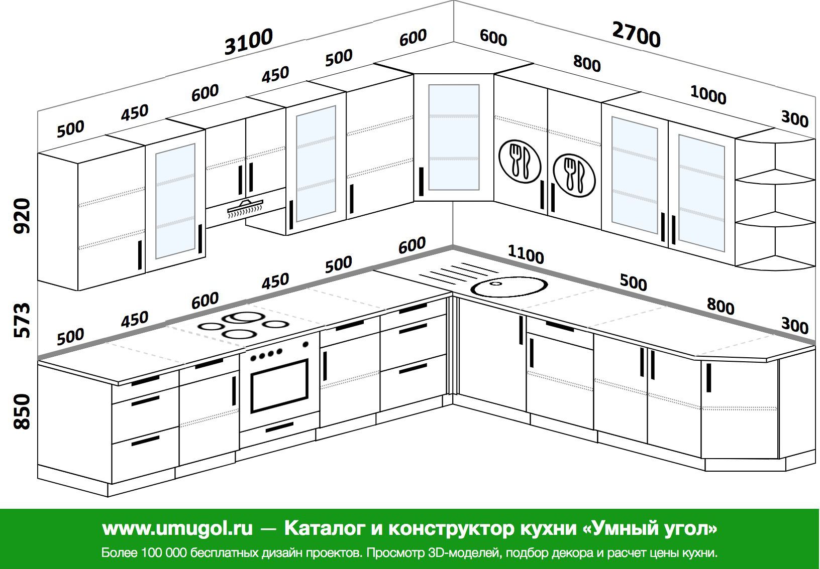 угловая кухня глубина 40 см