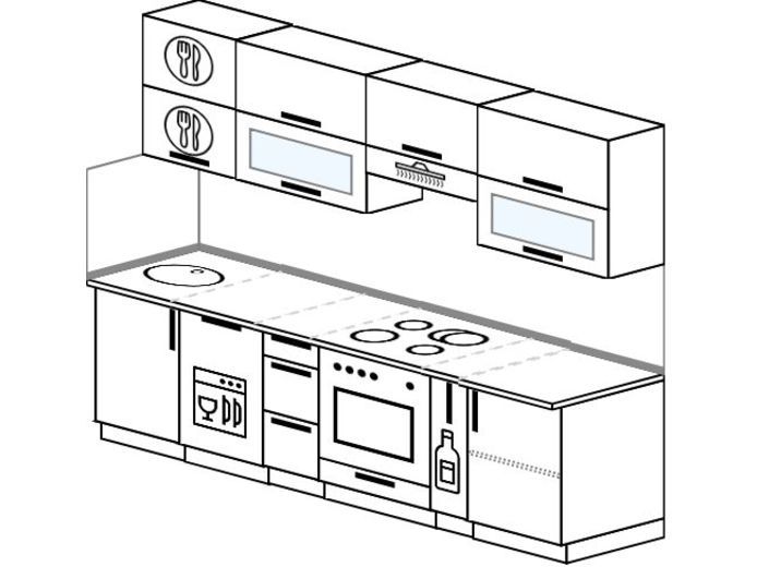 Эскиз линейной кухни