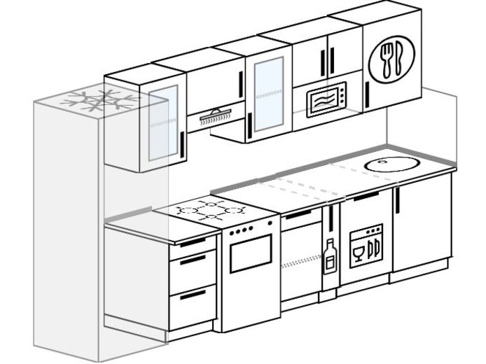 Эскиз линейной кухни