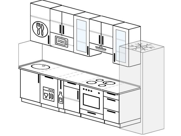 Эскиз линейной кухни