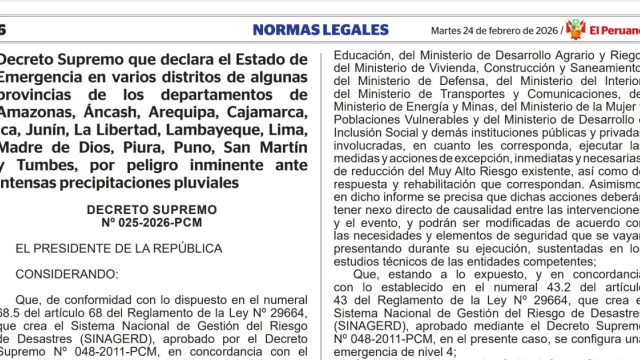 246 Distritos de 14 Departamentos Son Declarados En Emergencia por ...