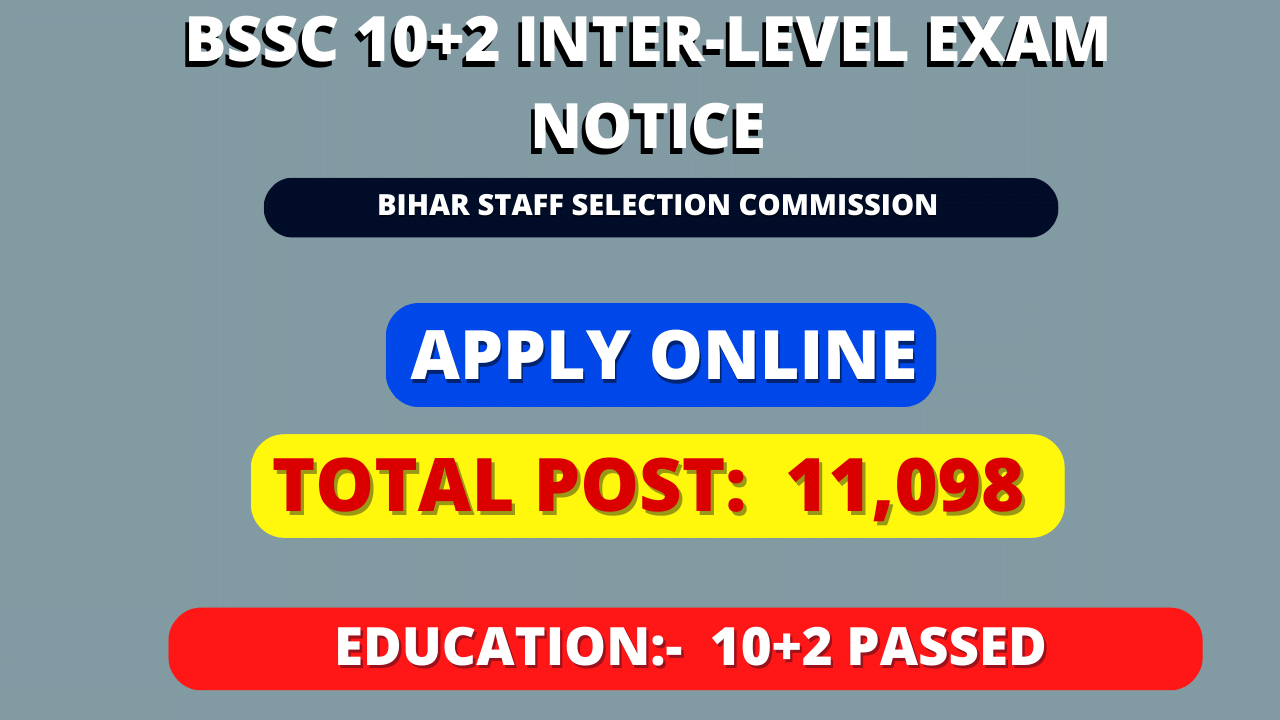 BSSC Bihar 10+2 Inter Level Recruitment 2023