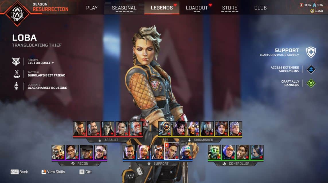 Loba's appearance with Legendary Skin