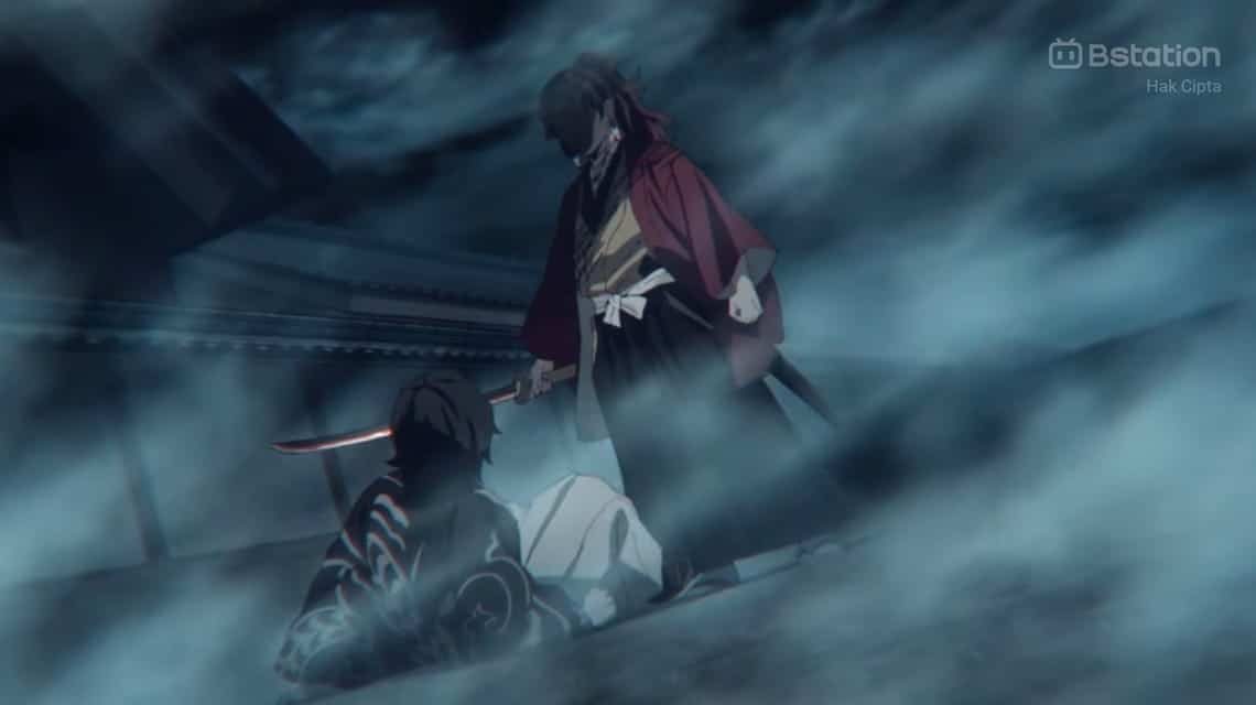 Cuplikan pertarungan Muzan dan Yoriichi Tsugikuni