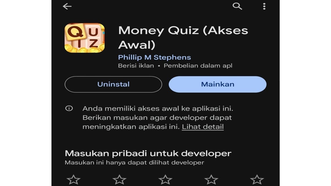 Money Quiz application
