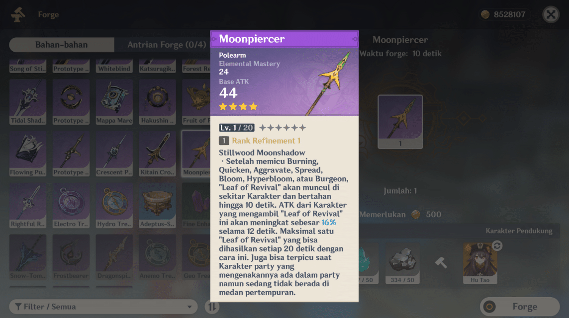 Moonpiercer Polearm Weapon, Suitable for F2P