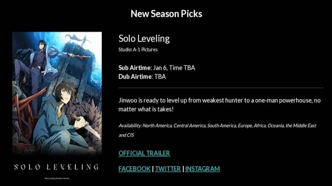 Official Solo Leveling date