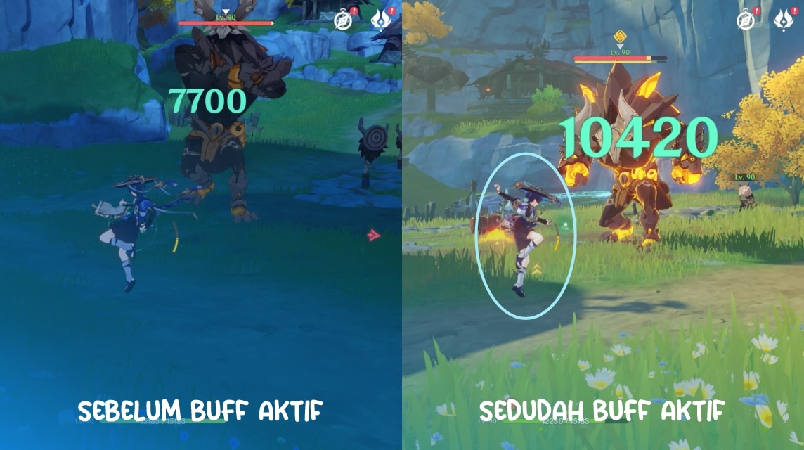 Differences Before and After Using Buff from Artifact Song of Days Past