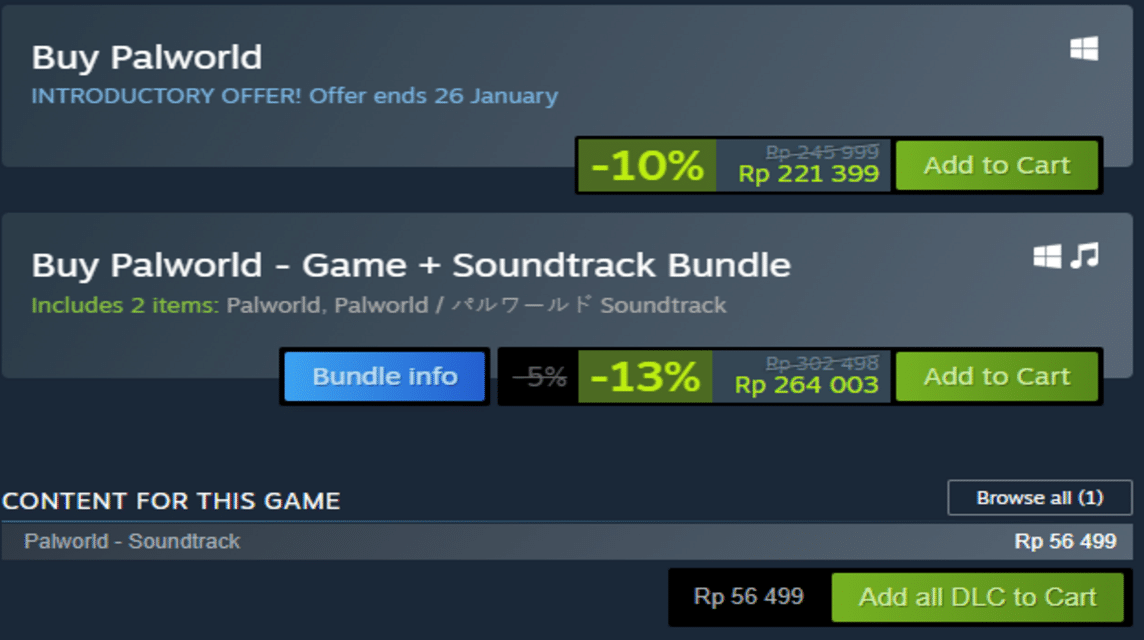 Game Palword Price 