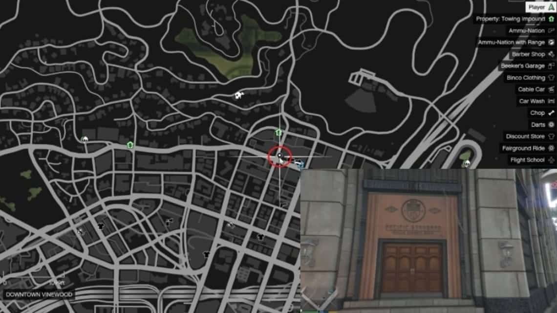 Where is the bank located in GTA 5 - Pacific Standard Public Deposit Bank