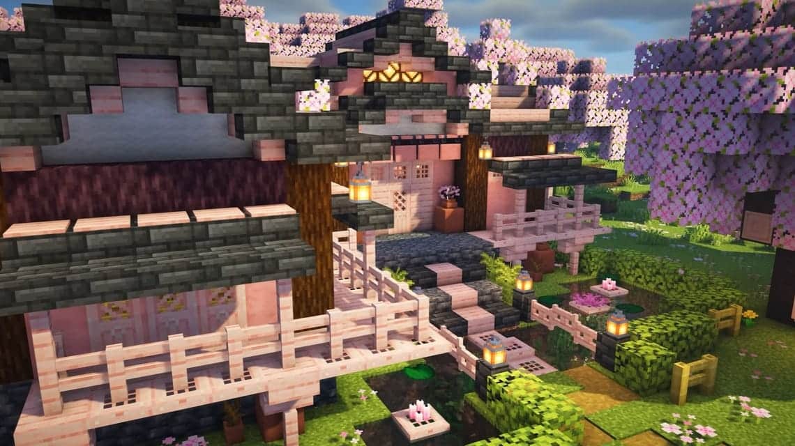 Rumah Minecraft - Rumah bertema bunga Sakura