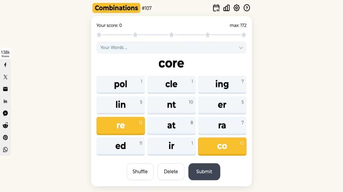 Wordle Game - Combinations