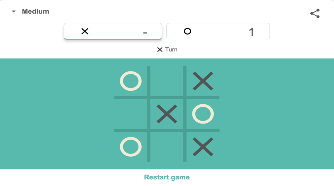 Tic-Tac-Toe – kostenloses Spiel auf Google