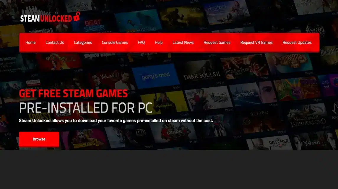 Tampilan Website asli steamunloc