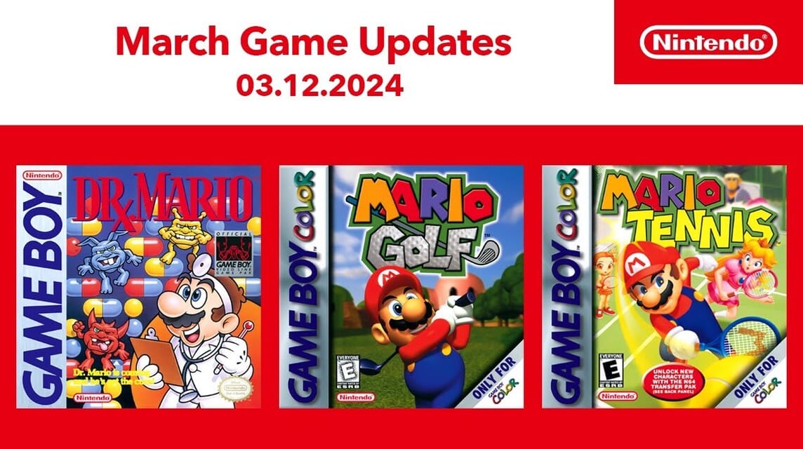 2024 年3 月在Nintendo Switch Online 上发布的3 款Gameboy 游戏