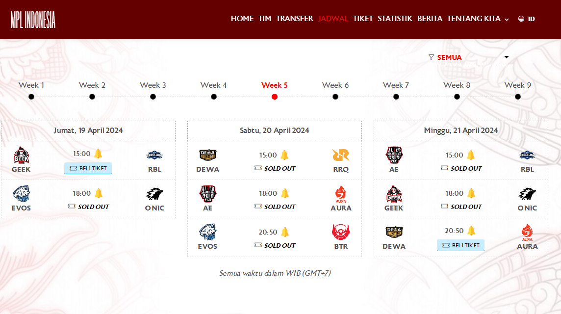 Jadwal MPL ID S13 Week 5