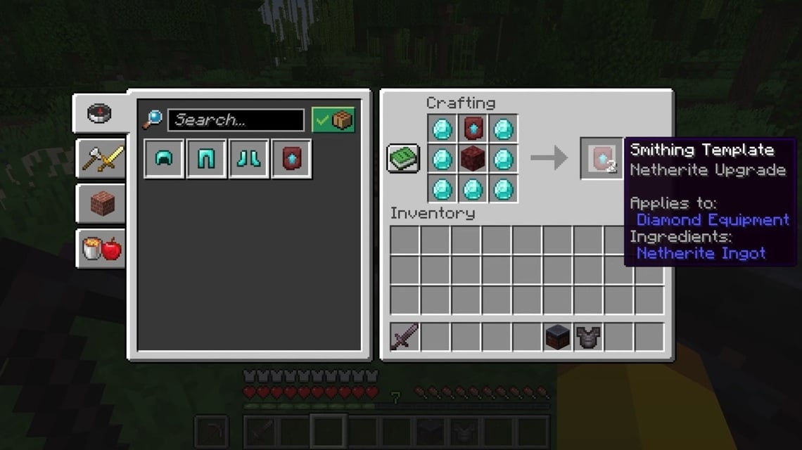 Smithing Table Minecraft - Smelting template for smithing armor