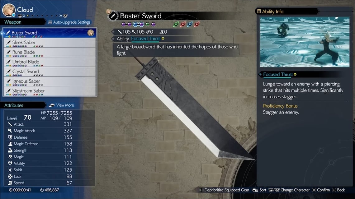 All FF7 Rebirth weapons - Buster Sword