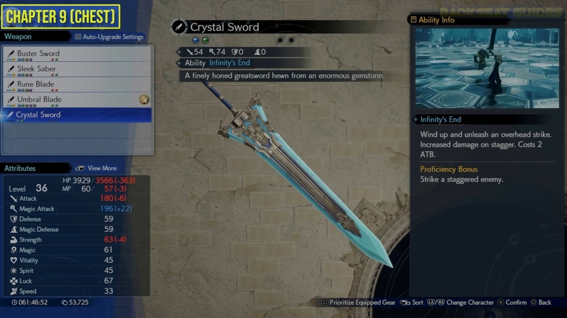 FF7重生云全部武器-水晶剑