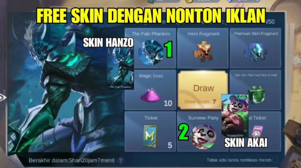 Cara mendapatkan skin ML gratis 