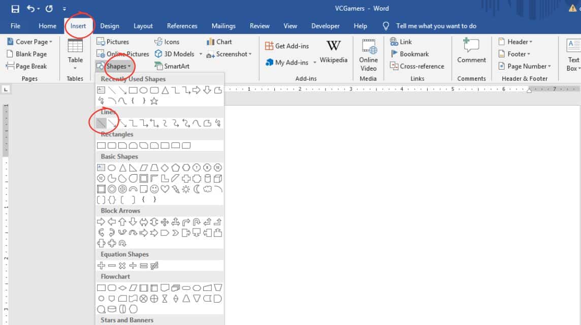 Wordで線を引く方法