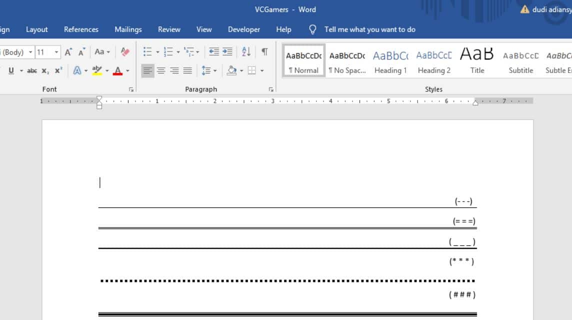 how to make a line in word