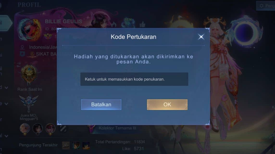 menggunakan kode redeem