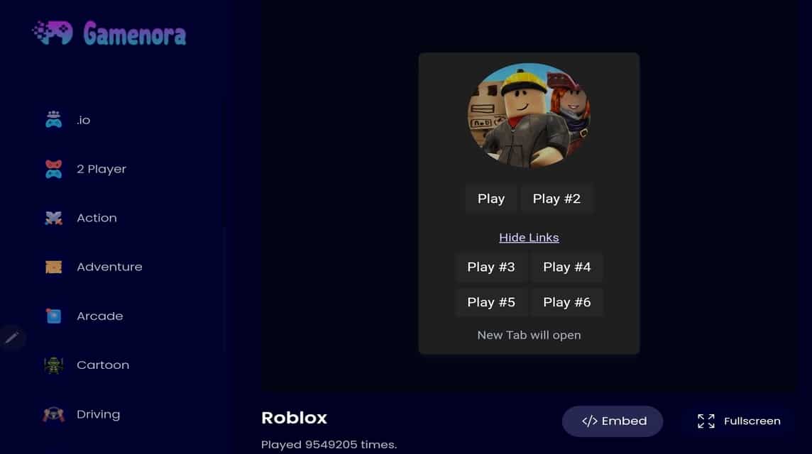 Accessing Roblox via Gamenora