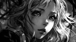 Ästhetisches schwarz-weißes Anime-Mädchen-PP, das zu Ihrem Profil passt