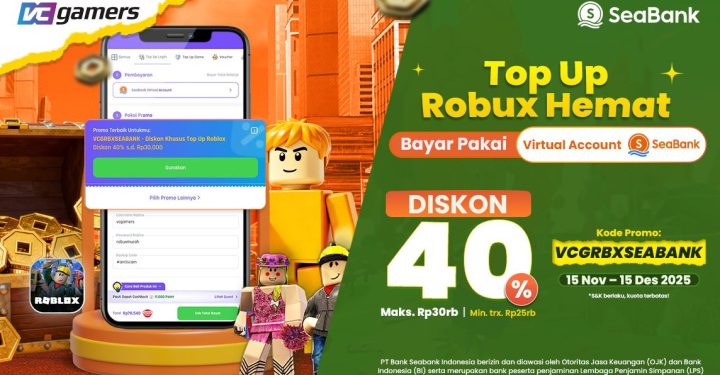 Bayar Pakai Seabank, Top Up Robux Pasti Diskon