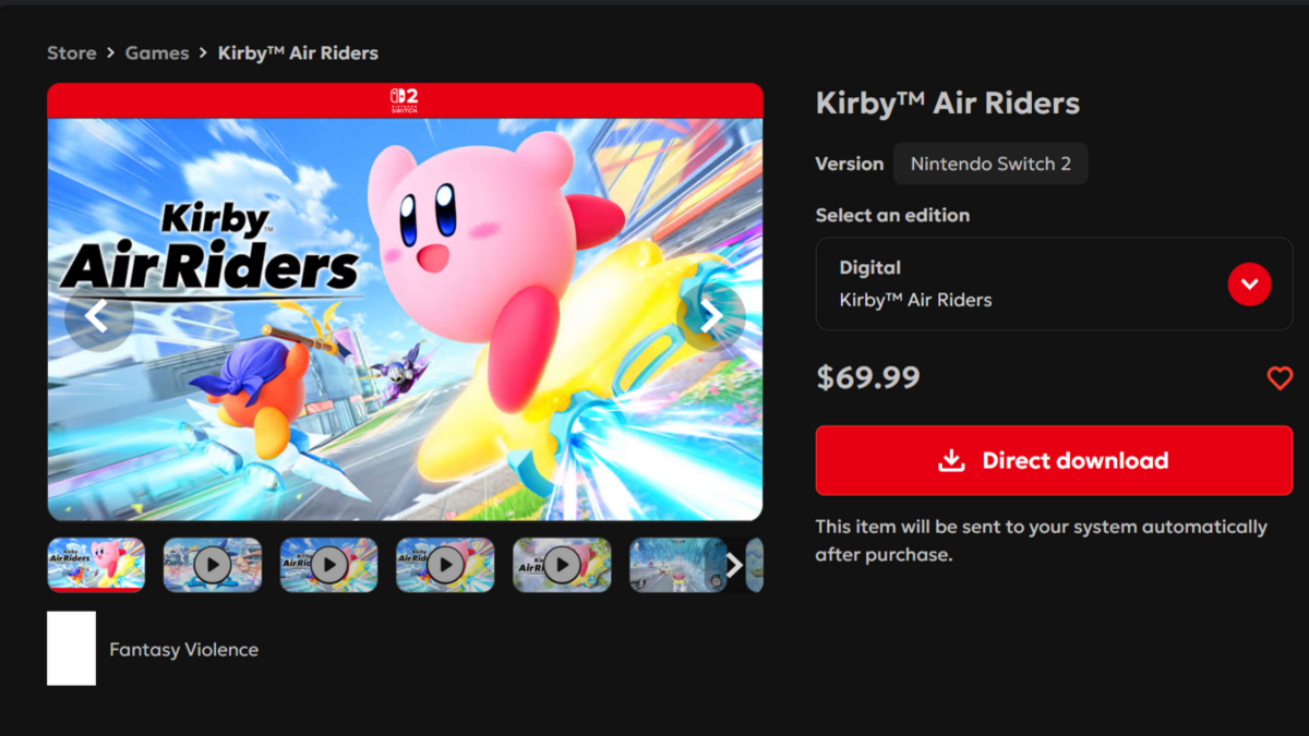 Kirby Air Riders digital download price